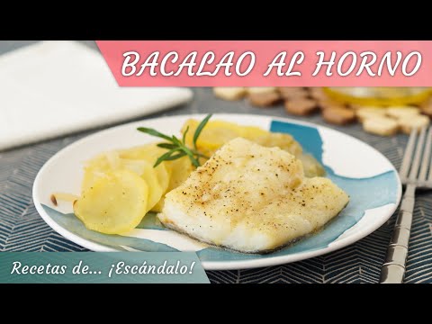 BACALAO AL HORNO con patatas y cebolla, muy fácil y rico