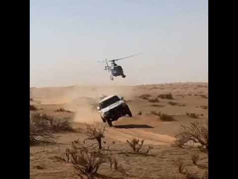 مطارده الهيلوكبتر لسياره الرالي في حائل رالي داكار رالي حائل رالي حائل تويوتا الدولي 2020
