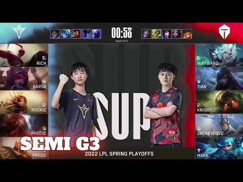 V5 vs TES - Game 3 | Semi Finals Playoffs LPL Spring 2022 | Top Esports vs Victory Five G3