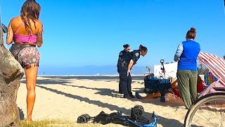 Police Respond To Assault at Venice Beach Homeless Encampment - Daisy The Venice Healer & Runners