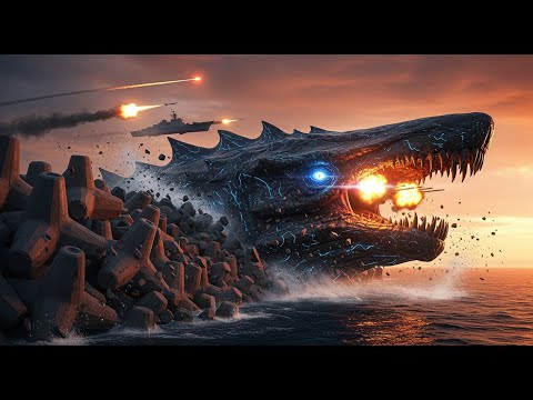 Leviathan vs Coastal Defense System – Giant Sea Monster Breaches the Shore