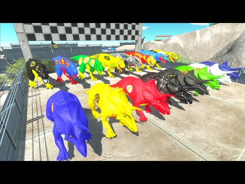 Batman Triceratops Superheroes vs Superman T-rex Speed Race Championship Jurassic World Evolution 2