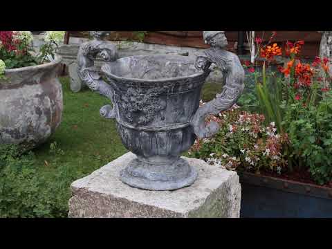 Pair Lead Two Handled Urns - 1900 (Stk No.3894)