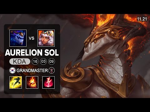 Aurelion Sol Mid vs Qiyana - KR Grandmaster - Season 11 Patch 11.21