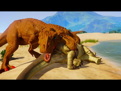 T REX Vs Acrocanthosaurus Breakout & Fight - Jurassic World Evolution Dinosaurs Fighting