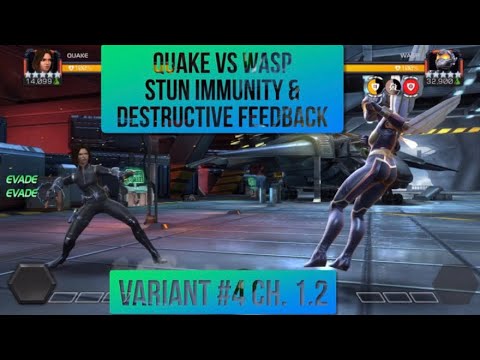Quake vs Wasp on Stun Immunity & Destructive Feedback | Variant #4 Ch. 1.2 | MCOC
