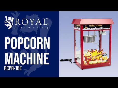 video - Small Popcorn Machine - 1500 W, stainless steel, tempered glass and non-stick coating