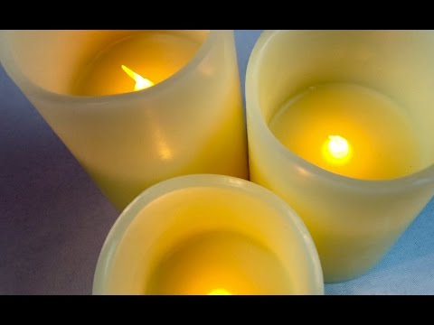 Flameless led flickering flame real wax candles (set of 3) w...