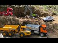 Aksi 133 Dump Truk RC Huina 1536 Truk Merci Muatan Tanah Merah Bangunan Excavator Besar Huina 1593