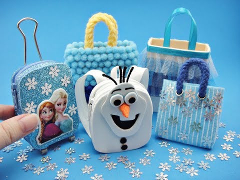 5 DIY Miniatures Frozen Theme Mini Bags - Trolley bag, Backpack, Tote, etc