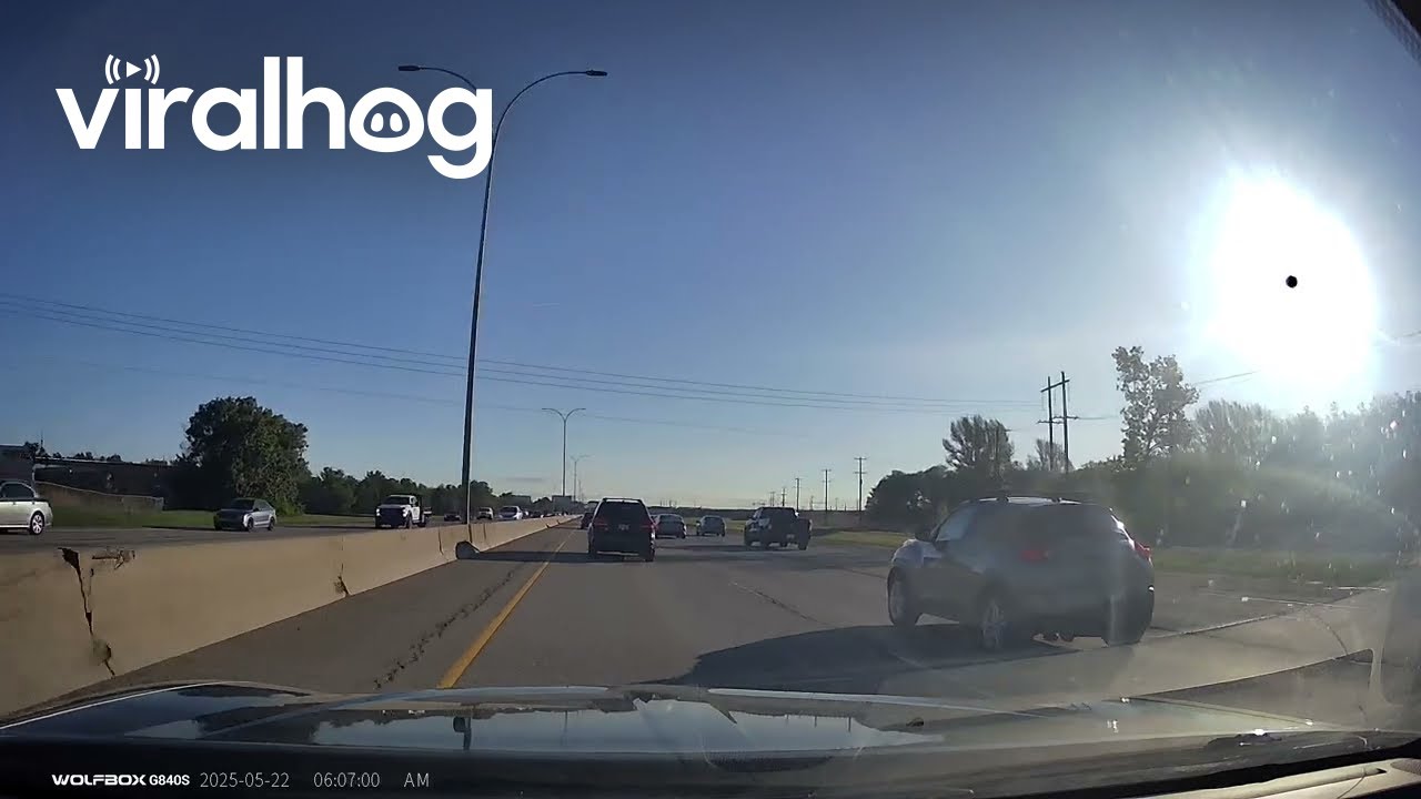 Tonneau Cover Flies Off and Hits Car on Deerfoot || ViralHog