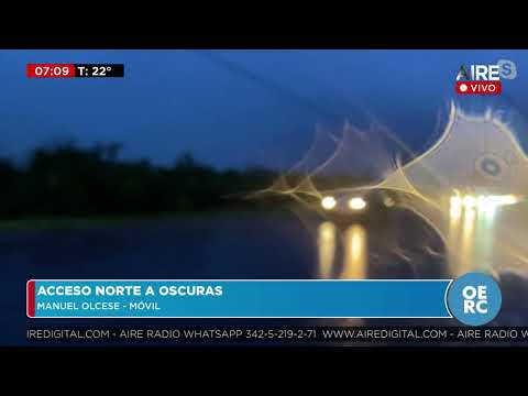 Acceso Norte en Santo Tomé a oscuras: con intenso tránsito permanente se circula sin iluminación
