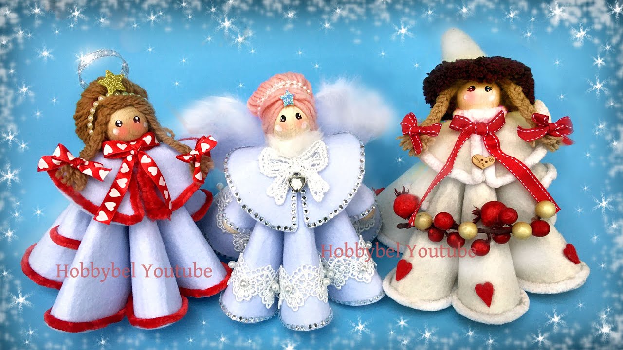 Angeli di Natale HOBBYBEL, angioletti natalizi in feltro fai da te tutorial, DIY Christmas Angels