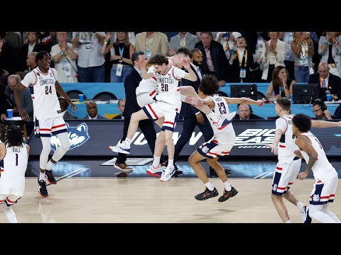 Final seconds and celebration from UConn's second men's basketball title in a row