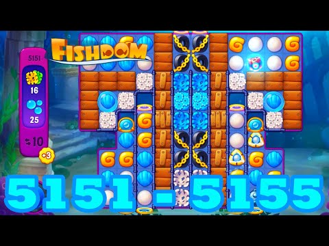 Fishdom Level 5151 - 5155 HD Walkthrough | 3 match puzzle | gameplay | android | 5152 | 5153 | 5154