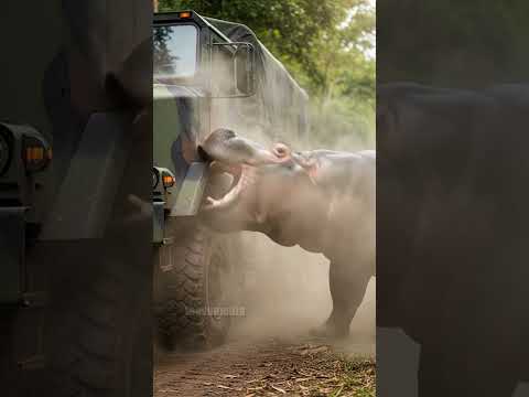 Hippo Blocks The Road For Good Reason! #Animals #Wildlife #Rescue #shorts