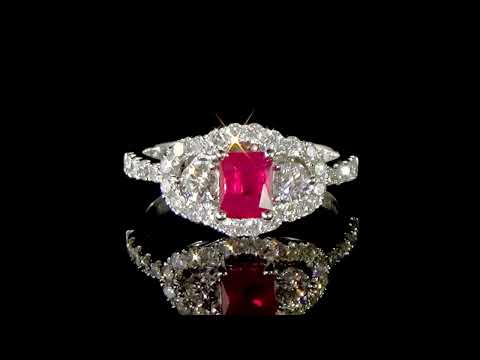 GIA Certified 1.07ct Octagonal Cut Burma Ruby and Diamond Ring