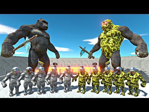 Gun Head Goro Team+King Kong vs Infected Itself in Lava Stadium Arena-Animal Revolt Battle Simulator