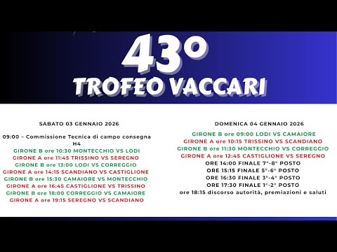 43° Torneo Vaccari _ CAMAIORE - MONTECCHIO _ ore 15.30