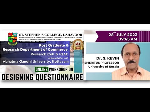 Designing Questionnaire by Dr. S Kevin- National level Workshop on Research Methodology