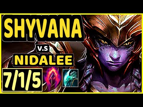 T1 FAKER (SHYVANA) vs NIDALEE - 7/1/5 KDA JUNGLE GAMEPLAY - KR Ranked MASTER