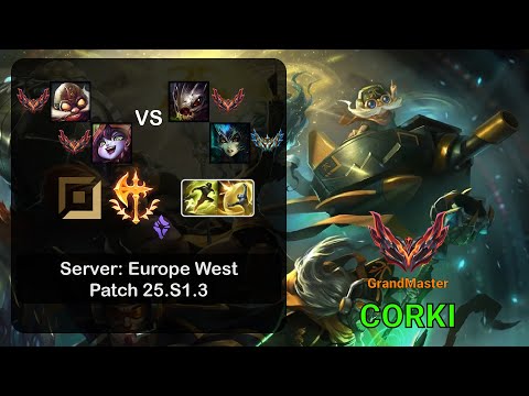Corki ADC + Lulu vs Kog'Maw + Nami - EUW GrandMaster - Patch 25.S1.3