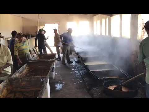 O trabalho de transformação da garapa da cana em rapadura.