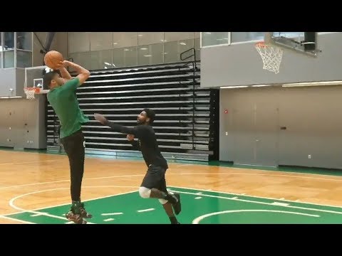 Kyrie Irving & Jayson Tatum playing one on one after practice