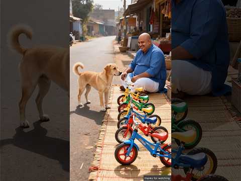 Cute dog steals bicycle for his child 😭 #ai #save #dog