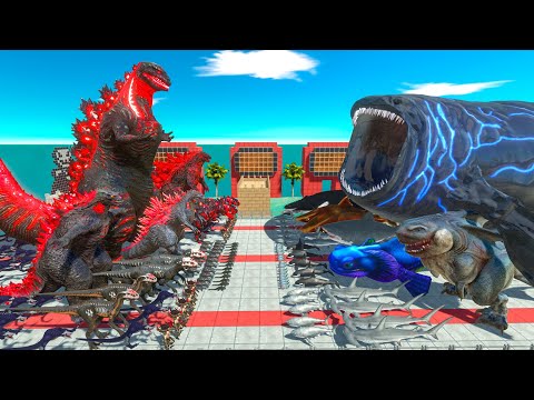 Dark Devil Monster War - Team Devil Shin Godzilla x Godzilla 2014 VS Team Bloop x Megalodon Rex
