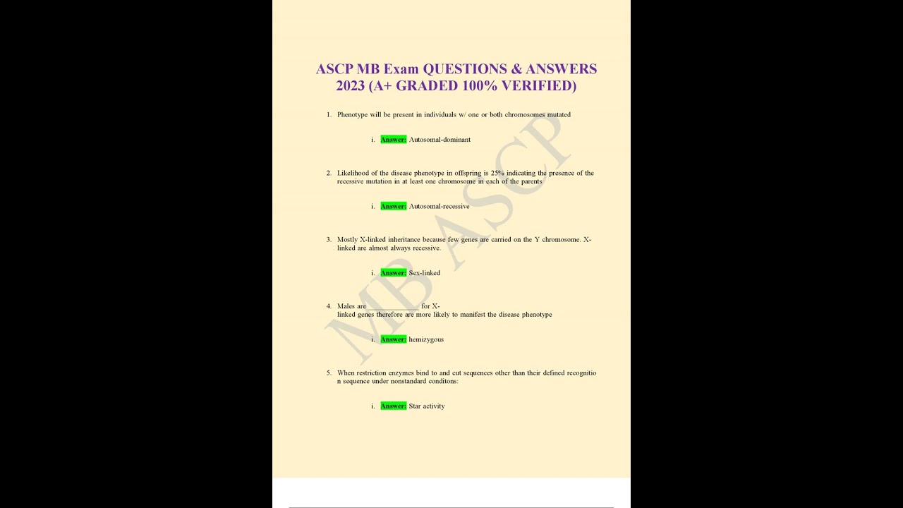 ASCP MB Exam QUESTIONS & ANSWERS 2023 A+ GRADED 100% VERIFIED
