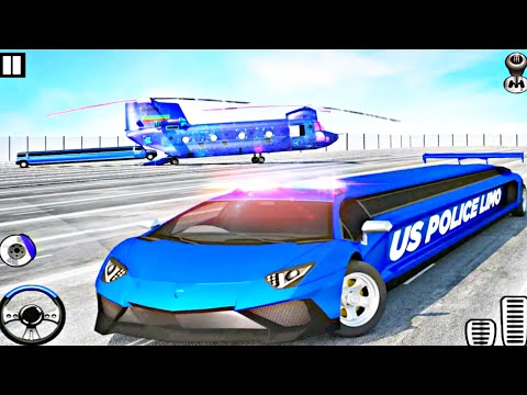 US Police Limo Transport, Aeroplane transport Game - Luxury Police Car Transporter Simu Game