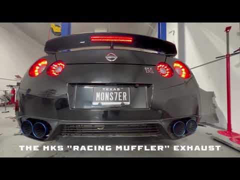 R35 GTR HKS racing muffler at 5ive Performance