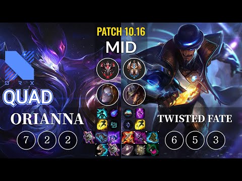 DRX Quad Orianna vs Twisted Fate Mid - KR Patch 10.16