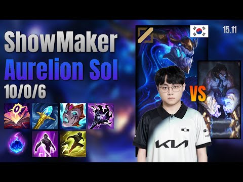 ShowMaker Mid Aurelion Sol vs Sylas lol KR solo rank Full Game 15.11 | 쇼메이커 아우렐리온 솔 vs 사일러스