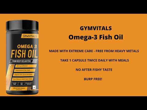 Gymvitals omega 3 fish oil 100 softgel capsules, packaging t...