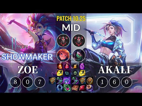 DWG Showmaker Zoe vs Akali Mid - KR Patch 10.25