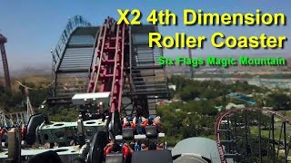 X2 4th Dimension Roller Coaster On Ride POV Six Flags Magic Mountain
