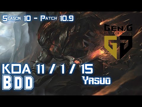 Gen BDD YASUO vs ZOE Mid - Patch 10.9 KR Ranked