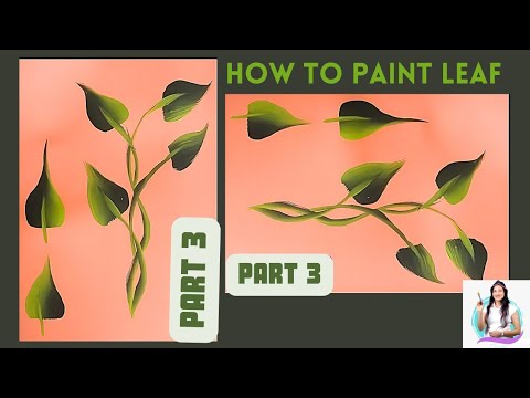 One Stroke Painting Leaves | Acrylic painting leaves | step by step for beginners