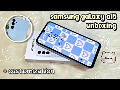 samsung galaxy A15 aesthetic unboxing 2025 🩵 light blue ✨️ 📦 accessories & set up