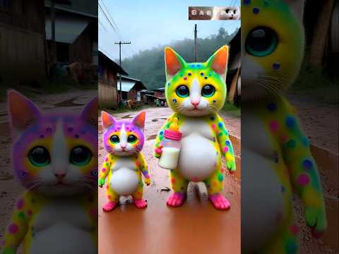 🥰Two Beautiful Cute Cat Groups😍 Dhinka Chika Dance Drinking🥛Kitten🍼🐈😱 468 #cat #dudidudidam #shorts