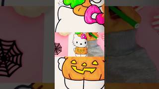 HALLOWEEN HELLO KITTY Colouring 😍❤️ #shorts #hellokitty #coloringfun