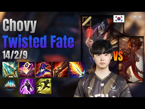 Chovy Mid Twisted Fate vs Taliyah lol KR solo rank Full Game 15.11 | 쵸비 트위스티드 페이트 vs 탈리야