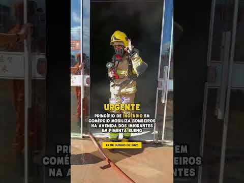URGENTE - Princípio de incêndio em comércio mobiliza Bombeiros na Avenida dos Imigrantes em Pimenta