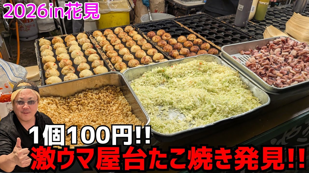 美味くてデカい屋台たこ焼きを発見しました！その他色々屋台巡り！家族でブラブラ酒飲み散歩！Kyoto Cherry Blossom ViewingStreet Food｢京都花見2026｣