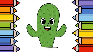 How to Draw a Cute Cactus 🌵 | Easy Step by Step Drawing Tutorial for Beginners #drawing #art
