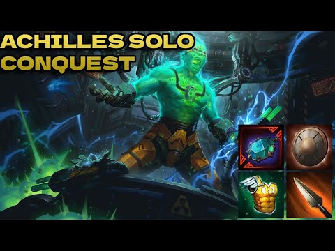 TOXIC OVERLOAD ACHILLES NEW SKIN SOLO LANE BULLY - Achilles Solo Gameplay (Smite Conquest)
