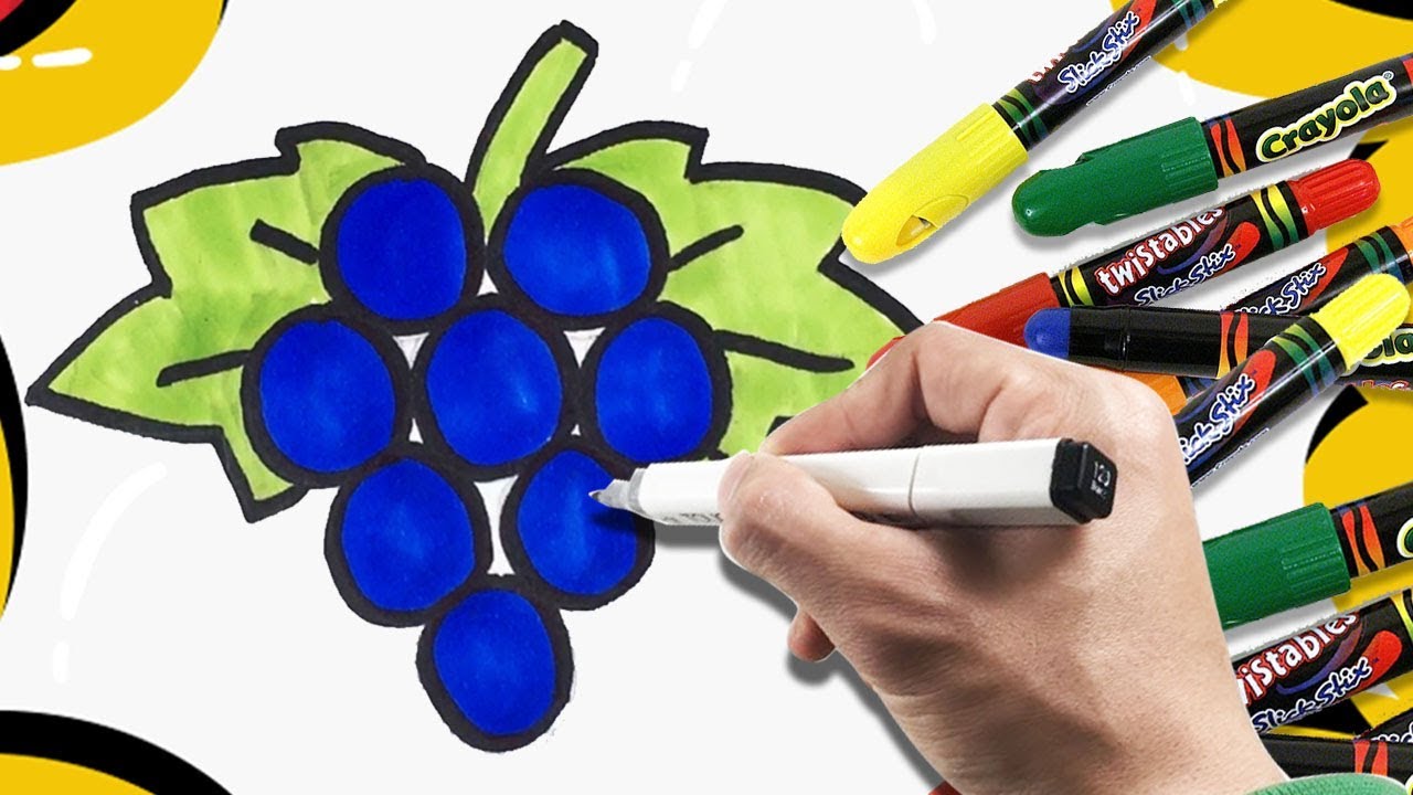 How To Draw and Coloring Book Grapes - Coloring Pages Grapes - Drawing for Children