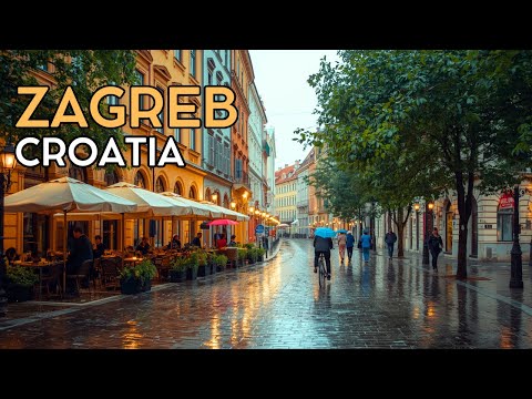 Rainy Day Walk in Zagreb, Croatia 4K